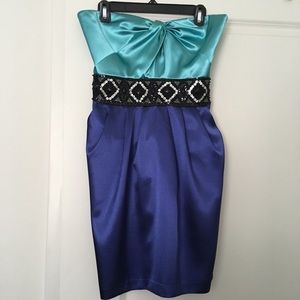 Strapless Dress with Beaded Belt Tie